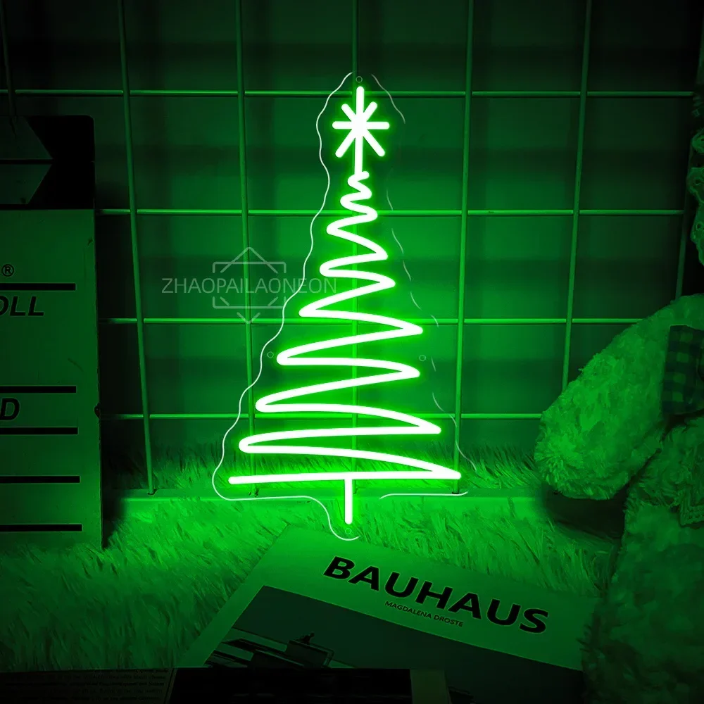 Merry Christmas Neon Signs USB Powerd Christmas Tree LED Neon Light  Christmas Decoration Room Bedroom Decor Party LED Sign