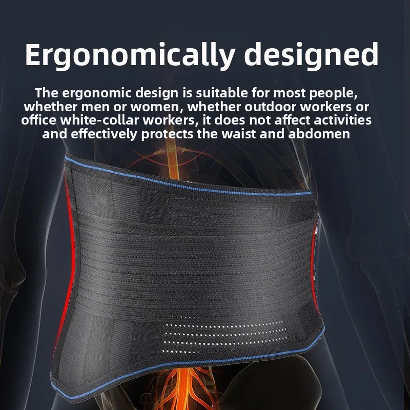 

Breathable Waist Belt with Steel Plate Double Compression for Lumbar Support Herniated Disc Relief and Fitness Workouts