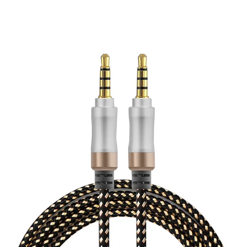 Aux 3.5Mm Audiokabel Met Microfoon 3.5 Jack 4-polige Mannelijke Naar Mannelijke Connector Kable Voor Auto Mobiele Telefoon Notebook Luidsprekerlijn 1.5M