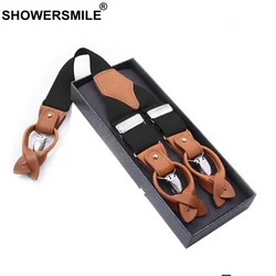 SHOWERSMILE Erkek Askı Klipleri Katı Kırmızı Gömlek Parantez Deri Elastik Erkek Geniş Jartiyer 3.5 cm Haki Mavi Siyah Kahve