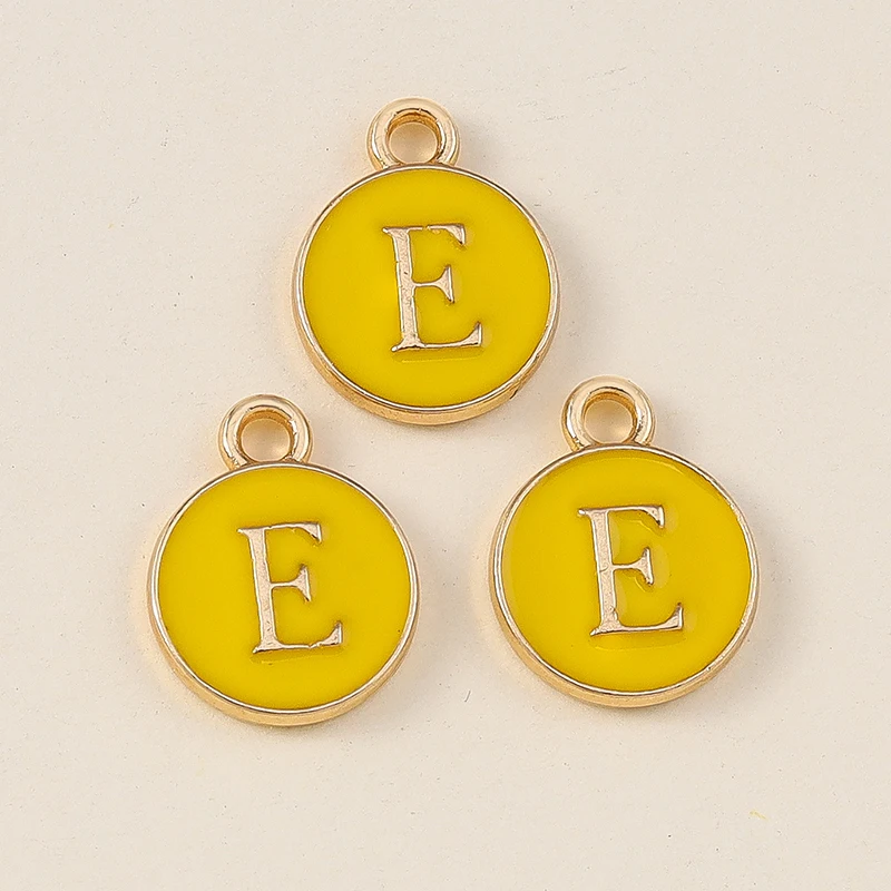 20 Stück 11x14mm Niedliche Gelbe Emaille-Alphabet-Anhänger mit 26 Buchstaben A-Z für Schmuckherstellung, DIY-Halsketten, Ohrringe und Accessoires ﻿ – Detail 7