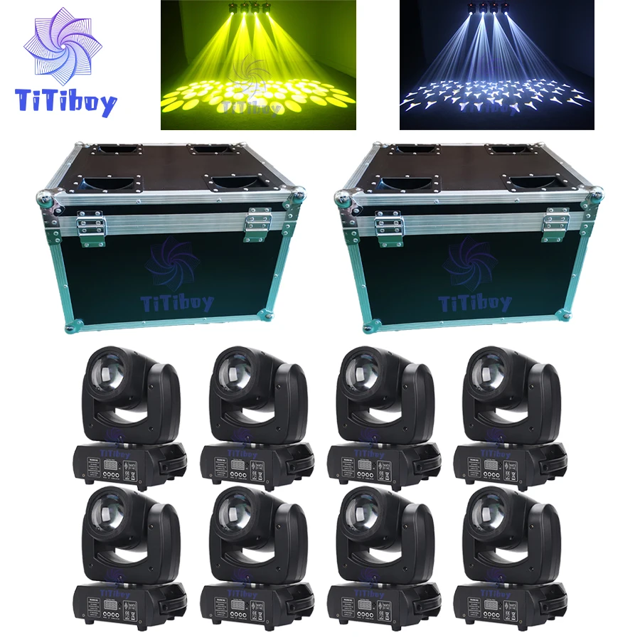 

No Tax 8Pcs Moving Head LED 100W Beam DMX Light With Roadcase 8 Colors 8 Gobos Rotating Prism Effect Sound Arrive For DJ Party