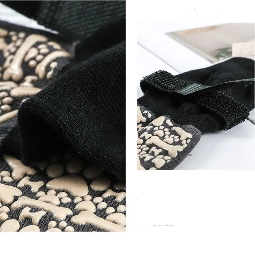 

4 pieces/set Paw Pattern Anti-Slip Dog Socks Warm Anti-licking Pet Knitted Socks Wear Resistant Adjustable Dog Paw Protection