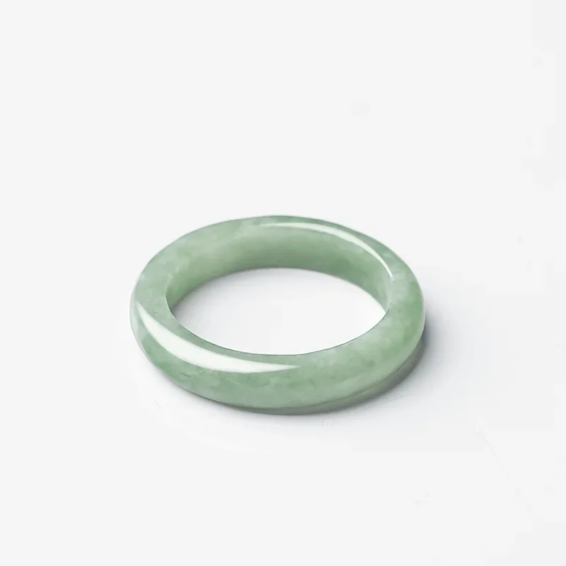 Natural Jadeite A Cargo Bean Seed Stylish and Innovative Male and Female Couple Pair Ring Jade Ring Jewelry Gift