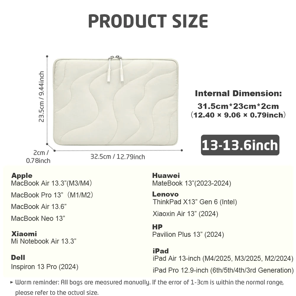 Laptop Sleeve Bag 13-13.6Inch Compatible with MacBook Air/Neo Lightweight Protective Notebook Computer Case School Office Travel