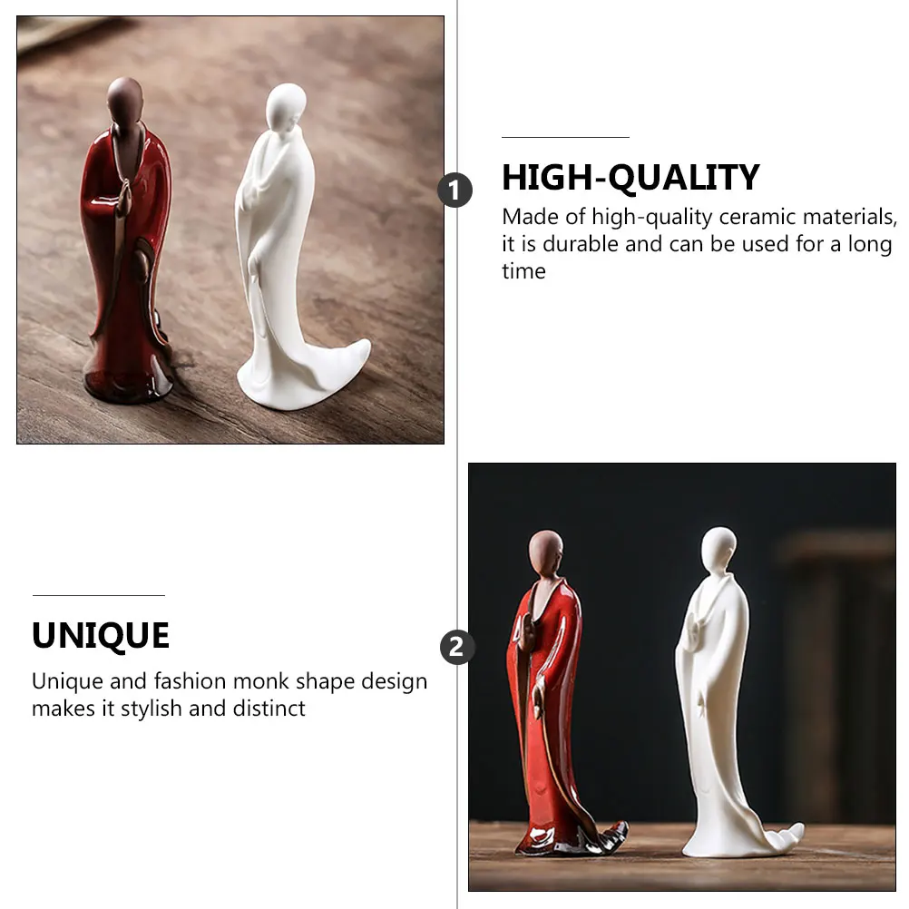 

1Pcs Small Monk Art Craft Fine Polish Smooth Ceramic Surface Creative Unique Fashion Monk Shape Design for Home Hotel Office Tea
