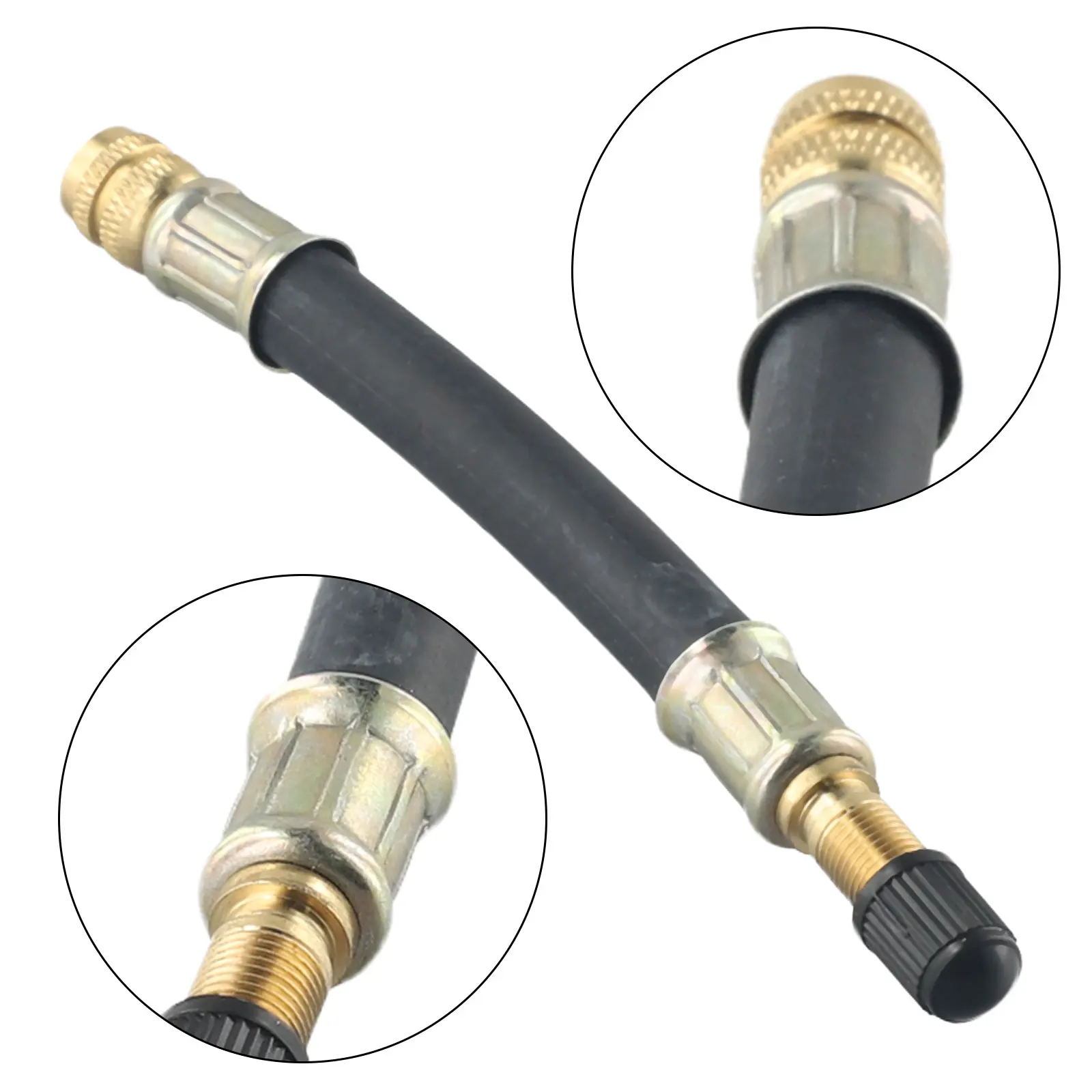 100/130/150/180/210mm Car Copper Tire Valve Stem Extension Adapter Pole Rubber Hose Flexible Rubber Valve End Brass Stem