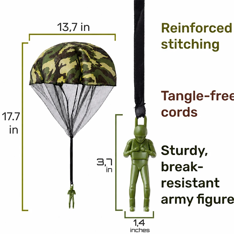 Armee-Fallschirmspielzeug für Kinder, Verwicklungsfreier Outdoor-Flugfallschirm, Bestes Kleines Outdoor-Spielzeug, Weihnachtsstrumpf-Füller Geschenke – Detail 3