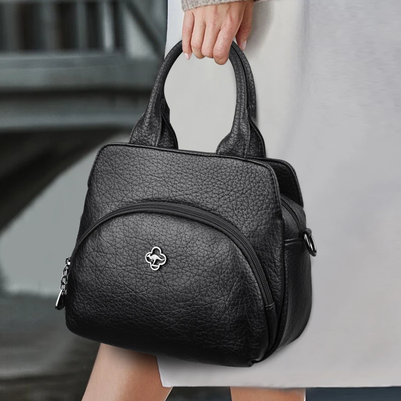 

Натуральная кожаная сумка из мягкой искусственной кожи, вместительная, однотонная, женская сумка через плечо, дизайнерская повседневная сумка-тоут, Sac