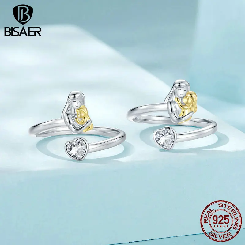 Bisaer-قلادة نسائية من الفضة الإسترلينية ، خاتم مفتوح ، عيد الأم ، عيد الأم ، عيد الميلاد ، مجوهرات راقية ، هدية #3