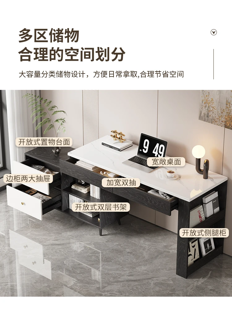 Slate L-shaped corner computer table, desk, chest, integrated small apartment, bedroom, office, study home, rotating double