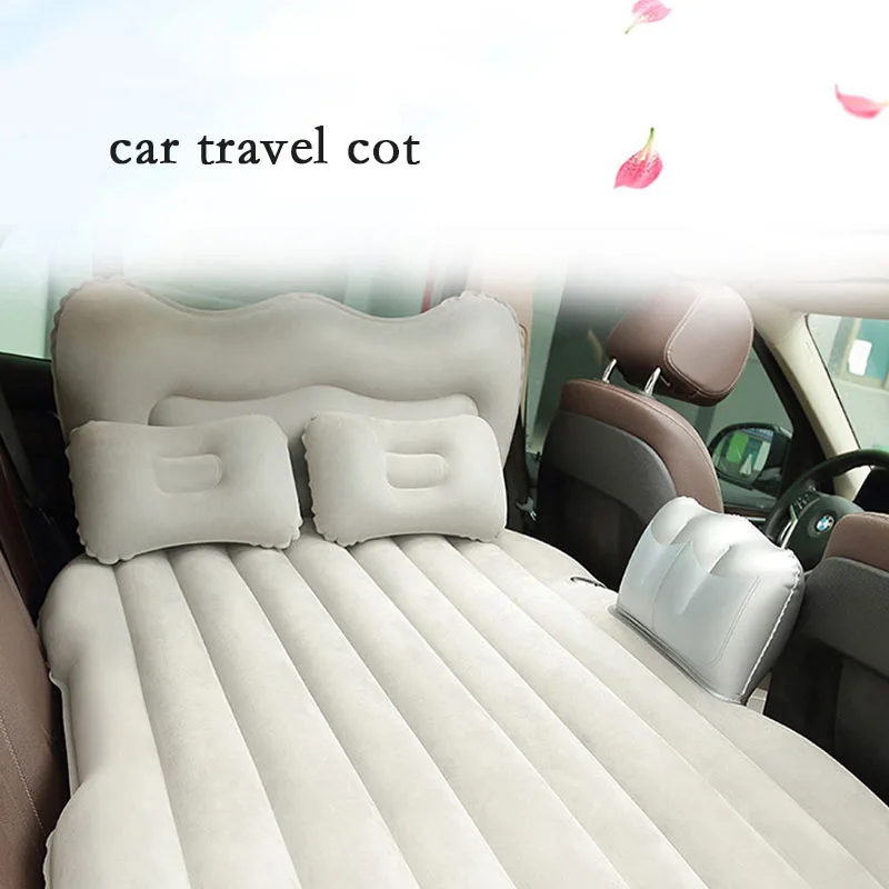 Car Inflatable Travel Bed Sedan Suv Mvp Rear Flocking Padded Air Bed Car Interior Supplies Comes with Electric Air Pump for Car