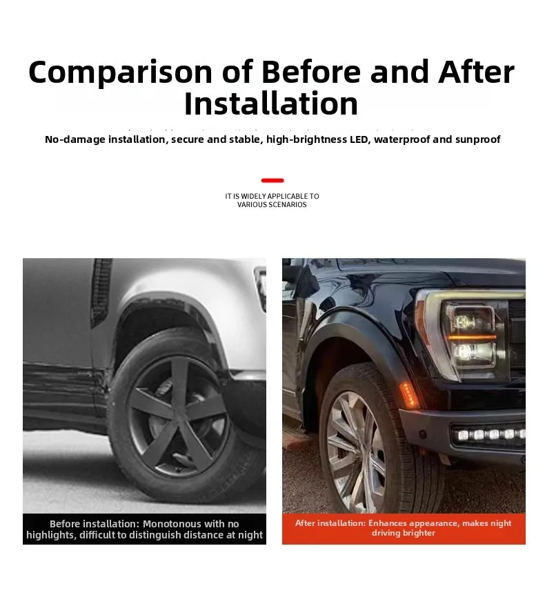 Black F150 Turn Signal High-temp Resistant Shock Resistant Position And Turn Function Dual Turn And Position For Night Driving