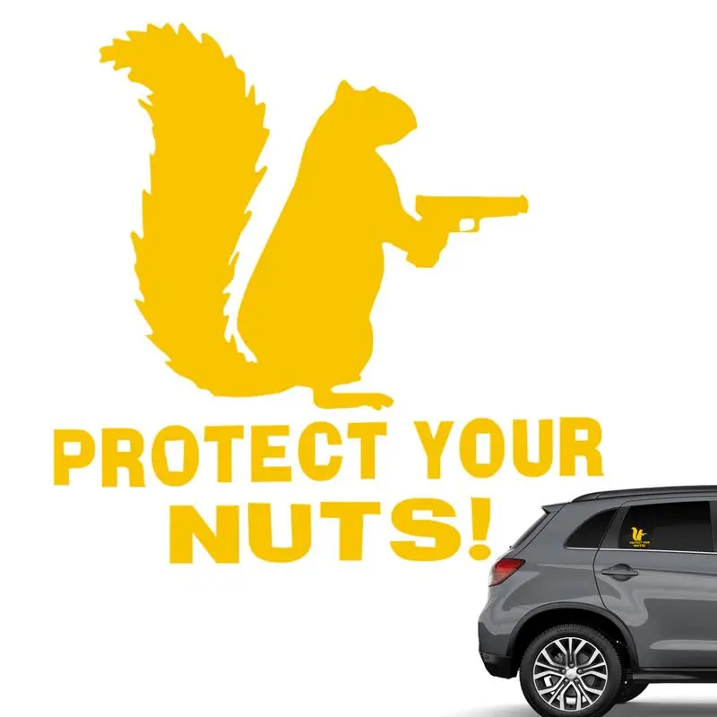 Protect Your Nuts Sticker Squirrel Die-Cut Window Cling Decal Humorous Sticker For Car Window Bumper Decoration Cartoon Laptop