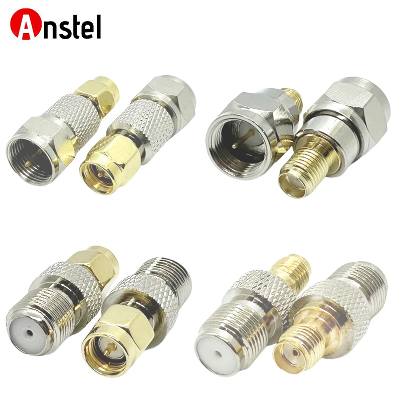 SMA to F Coax Connector Kit SMA Male Fmale to F Type Female Male Adapter Straight Brass Gold Plated