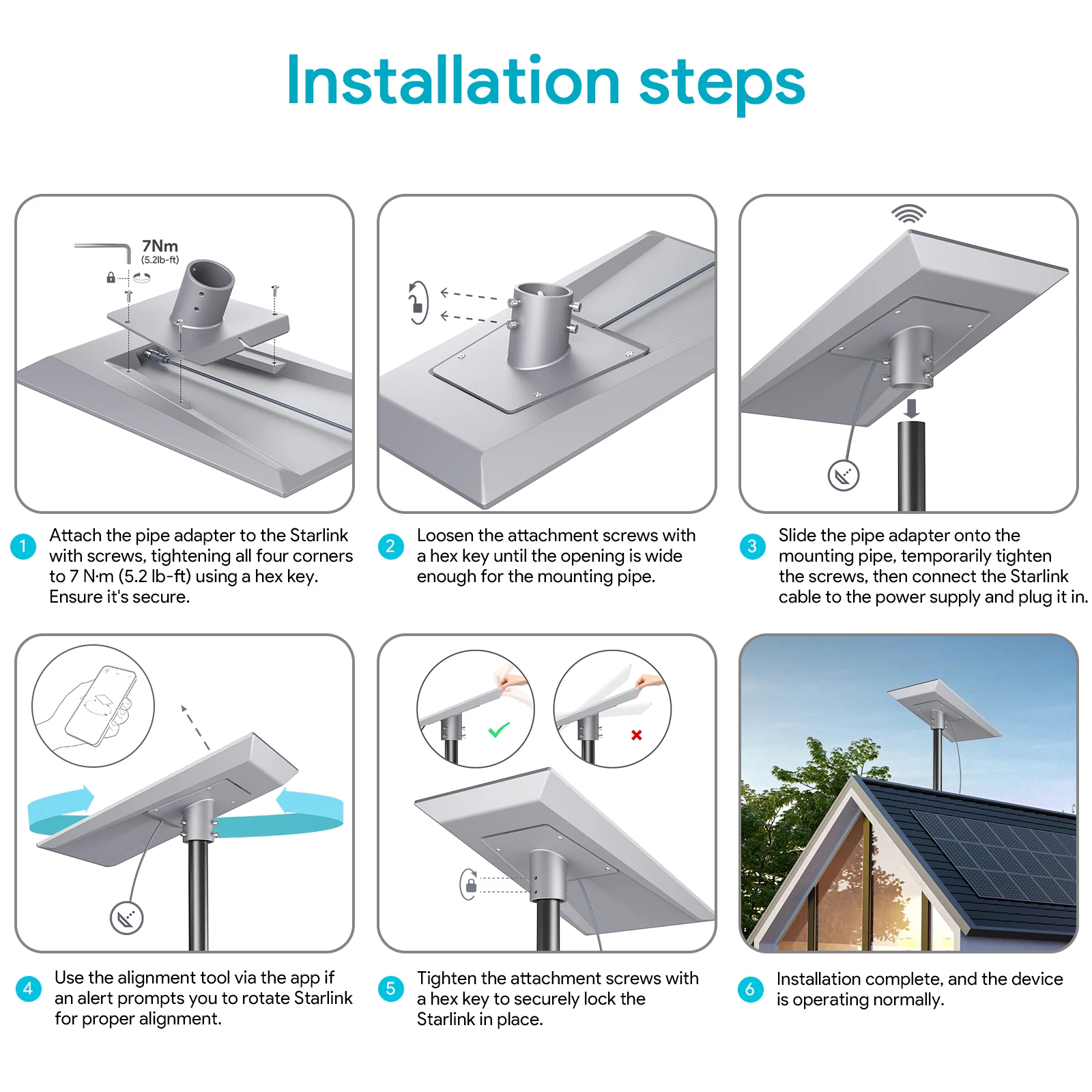 EDUP SK0151 Starlink Performance Gen3 Pipe Adapter  Secure Mount for Starlink Performance Gen3 Durable Pole Mount