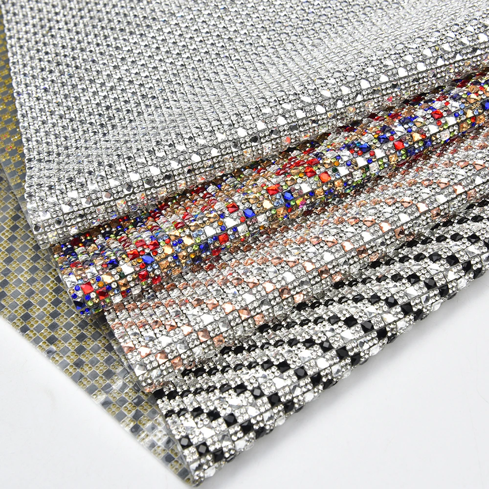 24*40cm Self Adhesive Glass Square and Round Rhinestone Sheet Crystal Diamond Mesh Trim Diy Phone Furniture Clothing Accessories