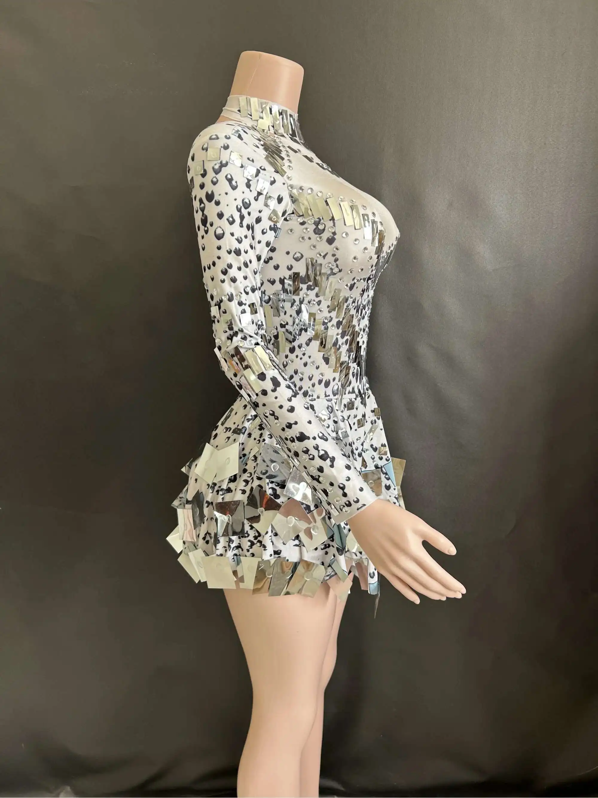 Nuova estate alta elasticità donna abito a-line manica lunga costume elegante notte festa da sera abiti da palcoscenico 7G