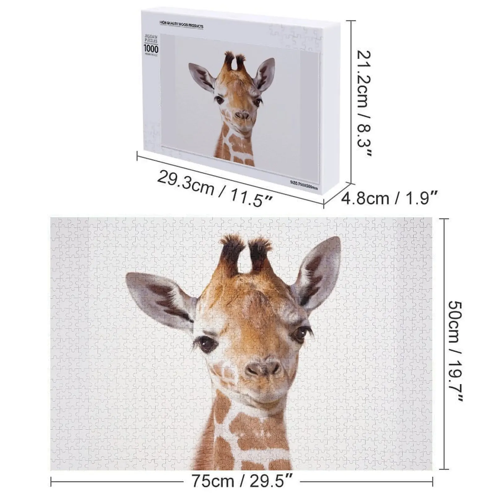 赤ちゃんキリン、赤ちゃん動物アートプリント by Synplus ジグソーパズル パーソナライズされたギフト 結婚した木製名前パズル