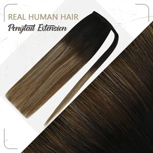Imagen 2 del producto VeSunny cola de caballo cabello humano liso 80g Clip en extensiones de cabello humano 14-22 ""pelo Natural colas de caballo sin Clip de garra