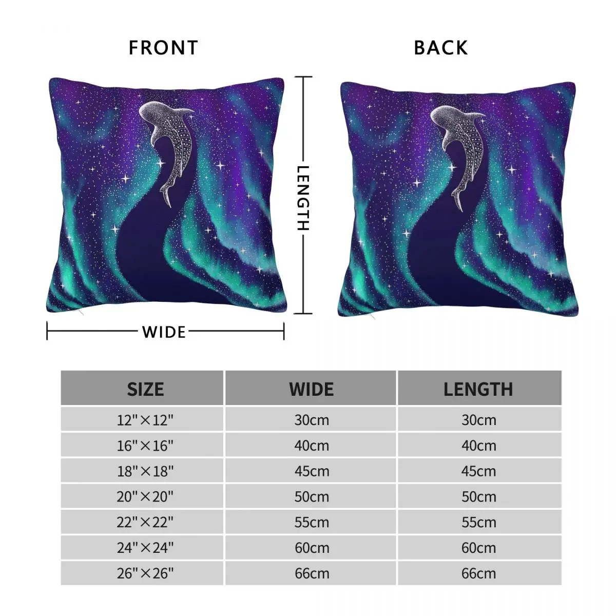 Whale Shark Northern Lights Square Pillowcase Polyester Linen Velvet Creative Decor Pillow Case Bed Cushion Cover Wholesale 18