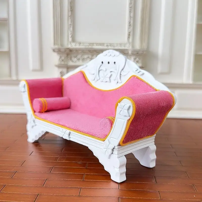 

1:12 Dollhouse Miniature Pink Sofa Chair Living Room Scene Model DIY Doll House Furniture Micro Scale Toys