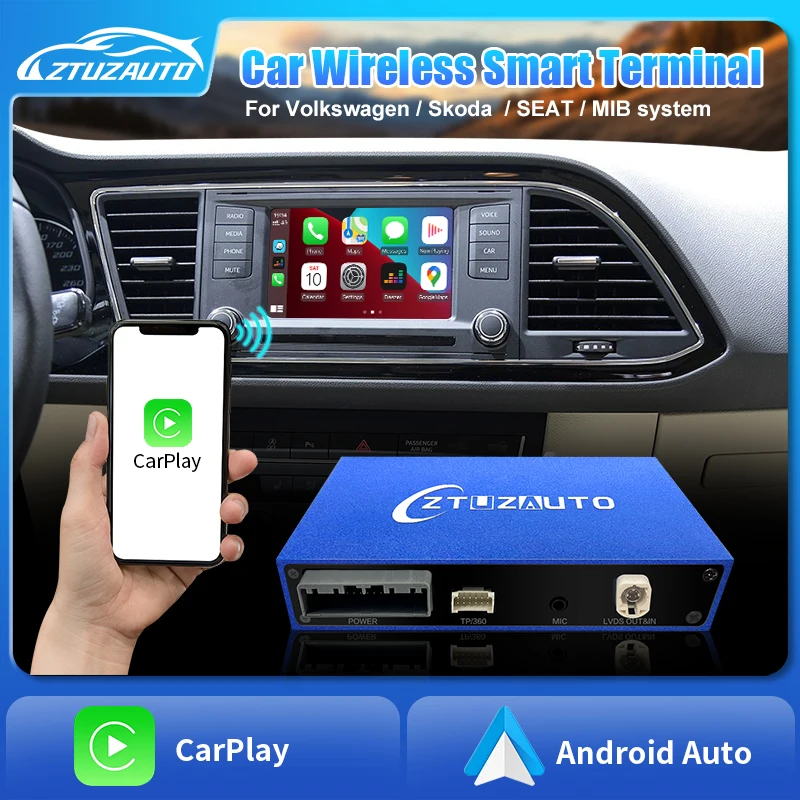 

Беспроводной CarPlay Android Auto для Volkswagen VW Polo Golf Touareg Tiguan Teramont Passat B8 MIB MIB2 Модульная коробка Видеоинтерфейс