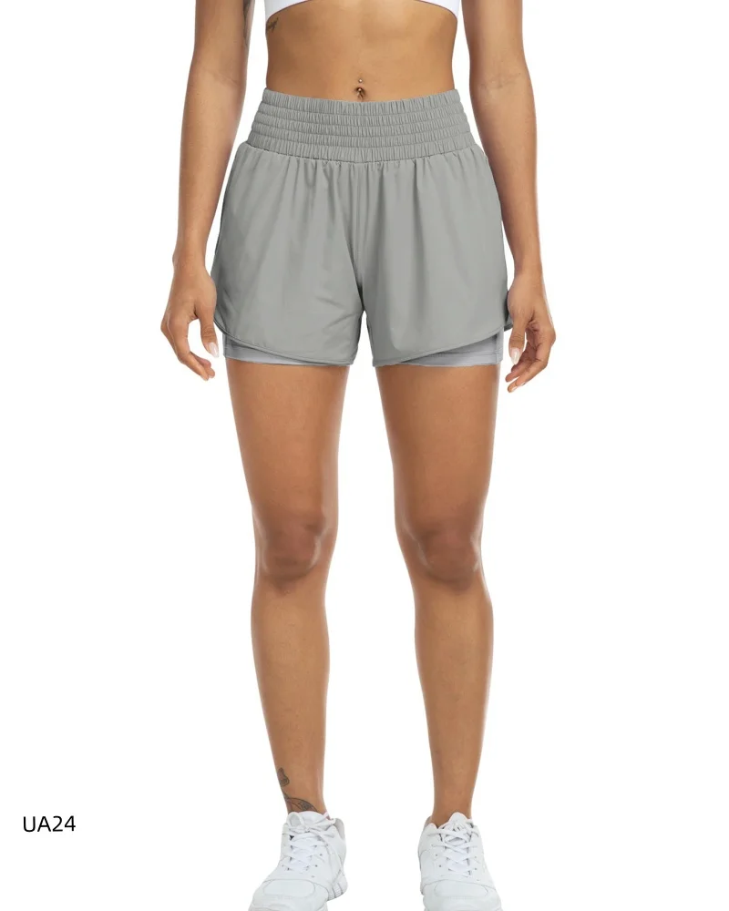 Summer New Women's High Waist Running Shorts Quick-drying Elastic Sports Anti-running Light Shorts with Pocket Yoga Pants