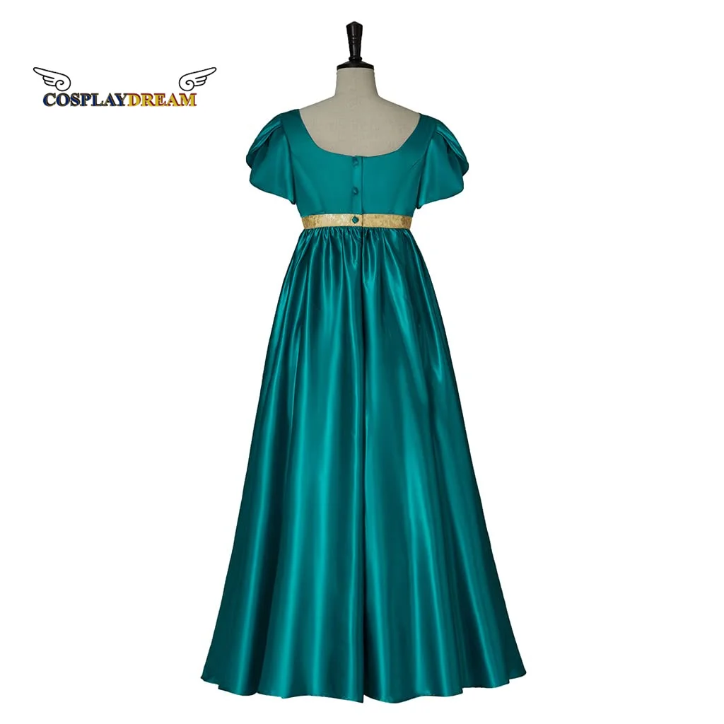 (Disponibile) vestito Cosplay Jane Austen Regency Dress Tea party Kate costume Blue Satin Dress costumi di Halloween