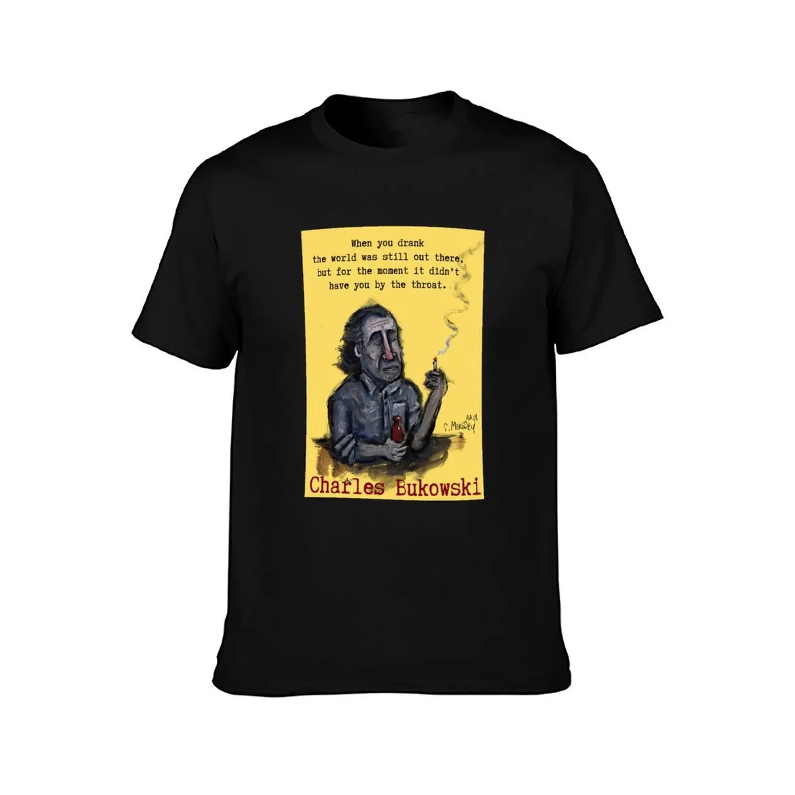 Bukowski T-Shirt, Summer Casual Cotton Tee, Oversized Streetwear Tops, Vintage Graphic Print, Loose Fit Short Sleeve