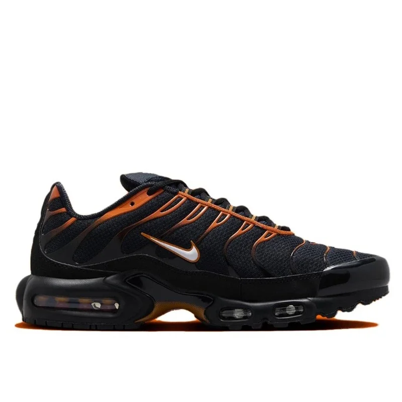 Nike Air Max Plus TN Men's Running Shoes Trend Anti-slip Wear Comfortable Lightweight Life Casual Shoes Low Top Black Orange