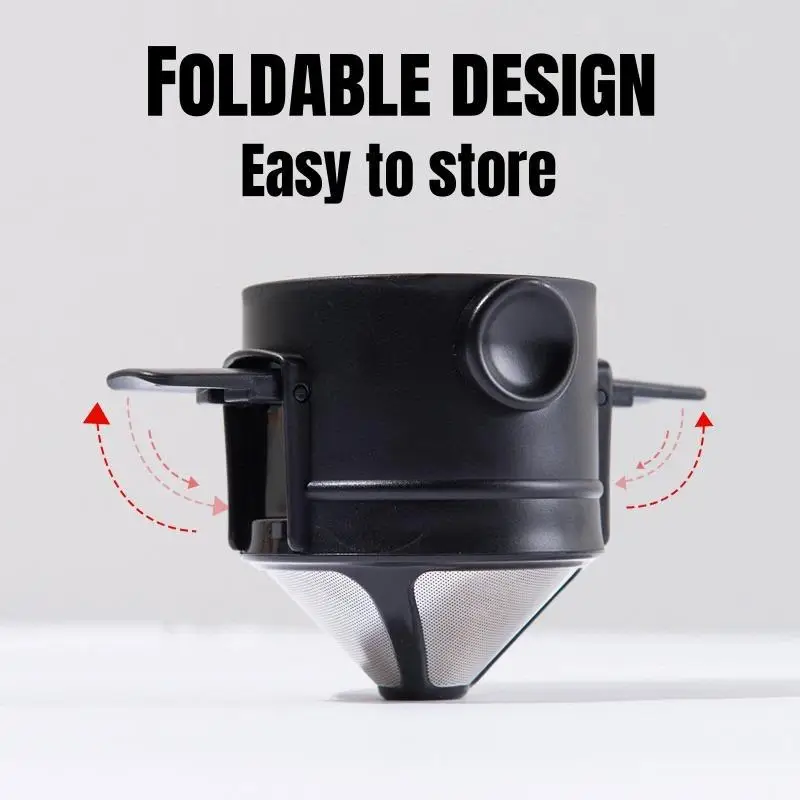 Space Saving Coffee Dripper Foldable Hanging Ear Filter Reusable Washable For Home Office Business Trip Use