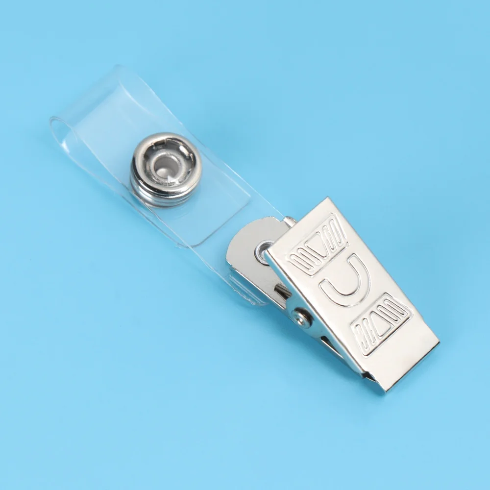 Reusable for ID Badge Card Holder Stainless Steel Binder Lanyard Clips Key Name Tag Lanyard Clips Stationary Reel