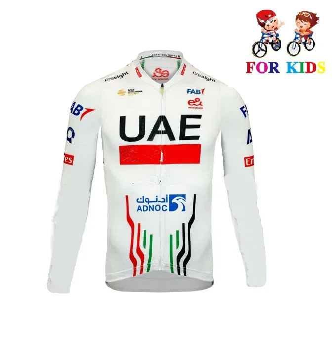 WINTER FLEECE THERMAL KID\'S 2024 UAE TEAM Children Long Sleeve Bicycle Clothing  With PANTS Ropa Ciclismo