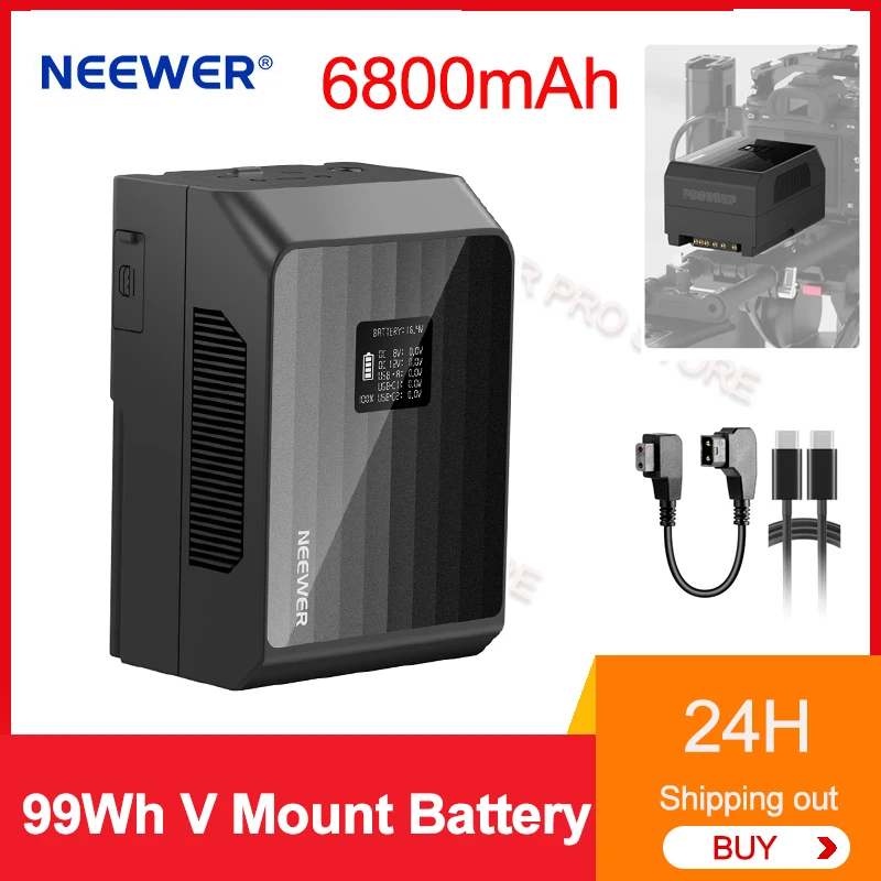 NEEWER PS099EP 6800mAh 99Wh V Mount Battery Fast Charging Rechargable Battery for Iphone 15 pro For Ipad Pro For Macbook LEDLamp