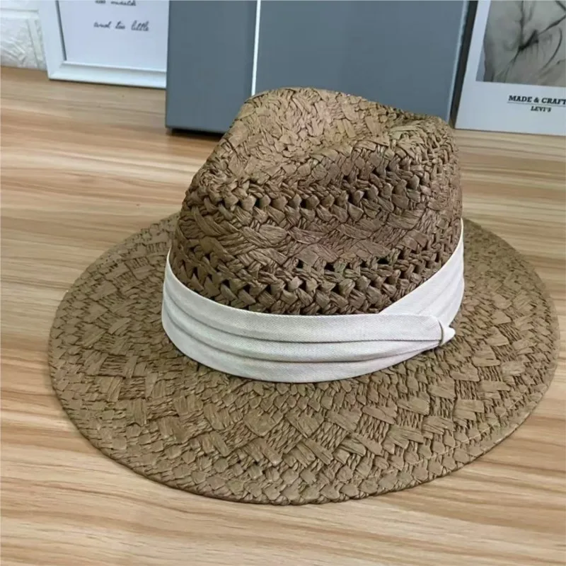 Summer hollowed-out breathable flat top hat for women outdoor and