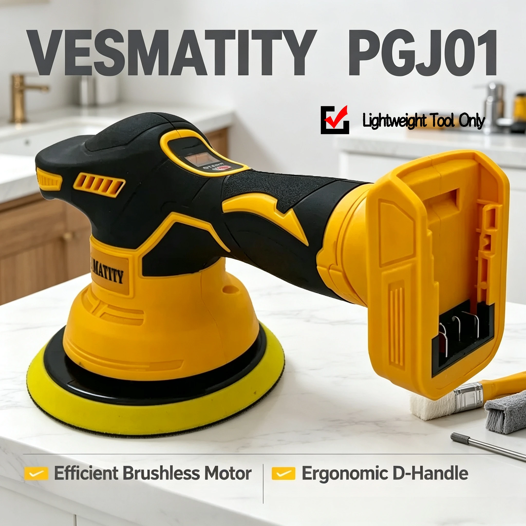 8 Gears VESMATITY Digital Display Cordless Car Polisher Electric Polisher Auto Waxing Machine for DeWALT Tool Max System