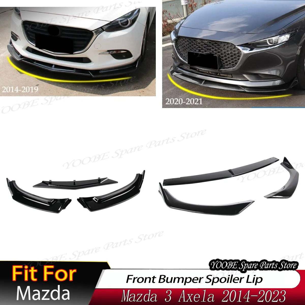 

Для Mazda 3 Axela 2014 2015 2016 2017 2018 2019 2020 2021-2023 передний бампер, спойлер, разделитель для губ, комплект кузова, защита, тюнинг