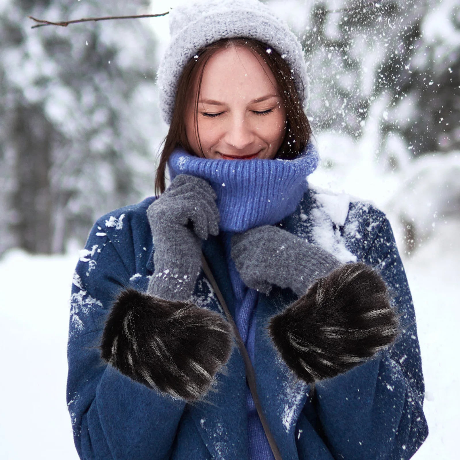 

2 Pcs Warm Furry Wrist Guards Winter Cuffs Faux Bands Outdoor for Wrists Warmers Women Man
