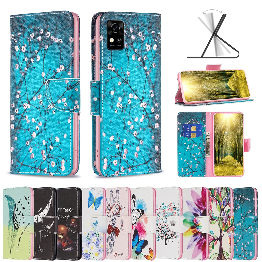 

Colorful Leather Case Anti-fal Wallet Flip Phone Case for ZTE BLADE A52 A31 A51 A71