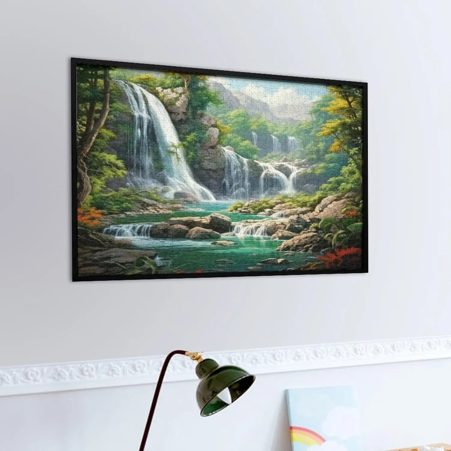 Waterfall River Wooden Puzzle 1000/500/300 Pcs Jigsaw Puzzle Challenging Family Activity Games for Gameroom Bedroom Livingroom