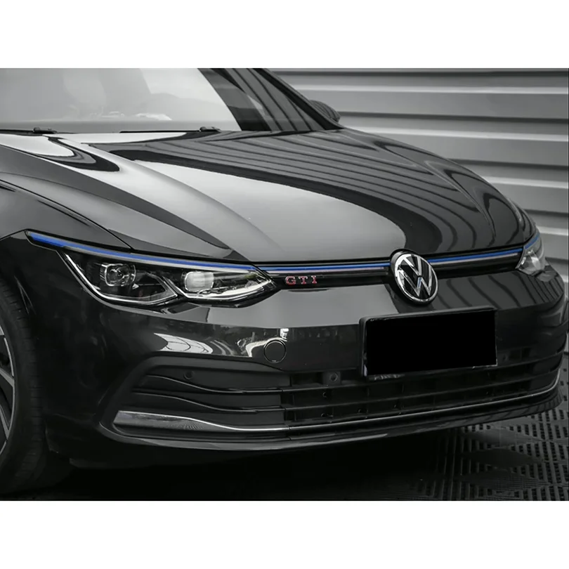 Pair Blue Headlight Sticker Decal Front Light Eyelid Protective Film Overlay Vinyl Grille Trim Cover For VW Golf 8 MK8 2021-2023