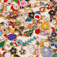Random Mix 10/20/30pcs Kawaii Enamel Pendant Cute Hearts Animals Flowers Fruits Star Rainbow Charms for DIY Jewelry Making