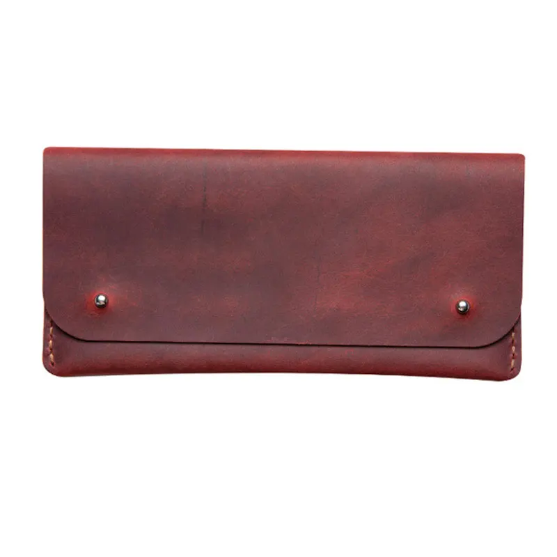 수제 가죽 남성 지갑 (수표 홀더 및 휴대폰 포켓 포함) 남성용 맞춤 순수 가죽 장지갑