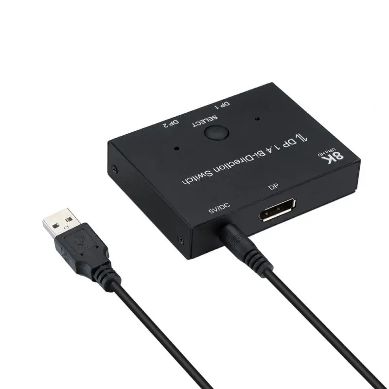 2x1 Bi-Direction HDMI-compatible 2 In 1 Out Switcher Adapter 8K@60Hz 4K@120Hz 1x2 Converter Splitter with Switch Button