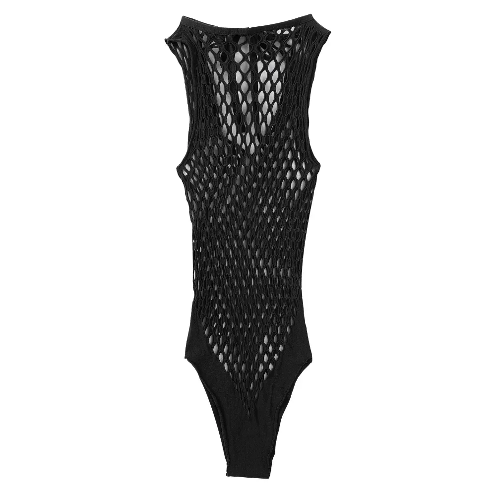 Women's See-Through Fishnet Jumpsuit - usage example