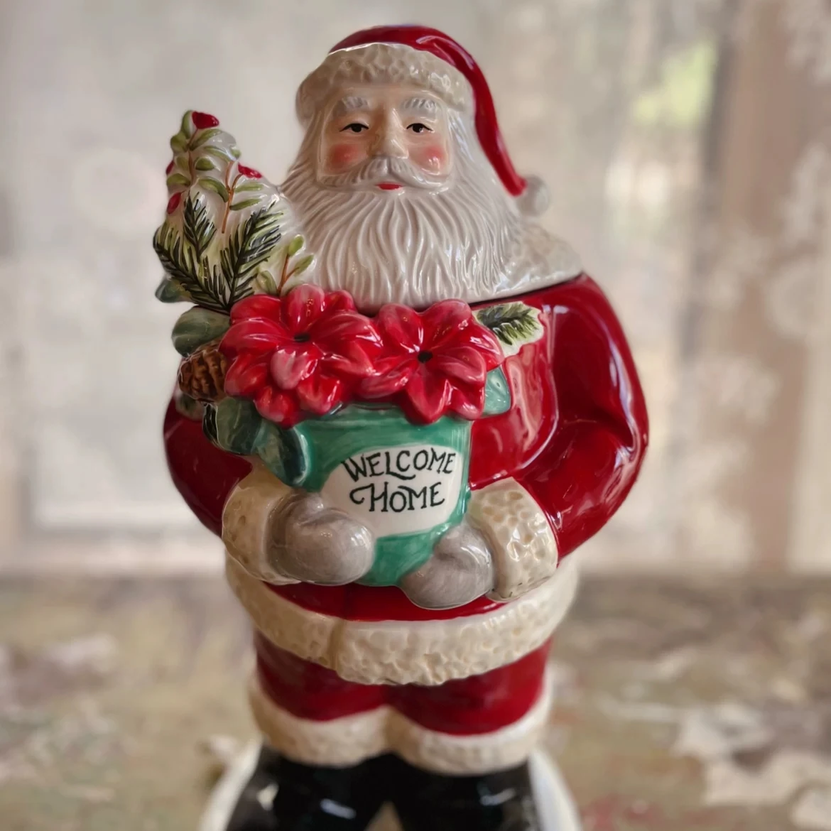 Christmas Gift Vintage Santa Claus Cookie Jar Candies Holiday Decoration Festive Ornament Ceramic Tableware