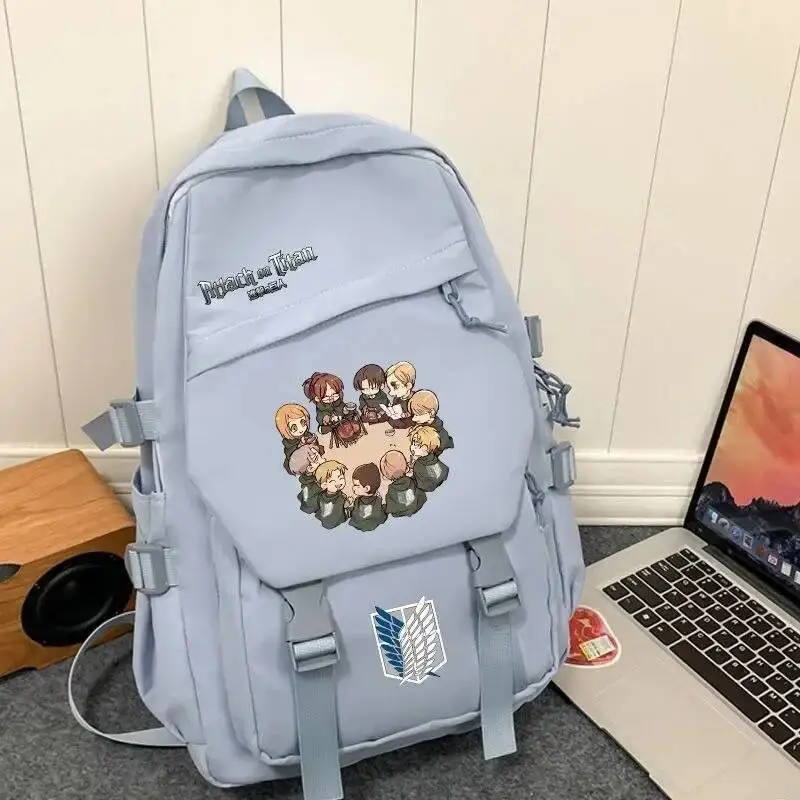 

Anime Game Black Blue White Attack On Titan Shingeki No Kyojin Student Kids Teens School Bags Backpacks Girls Boys