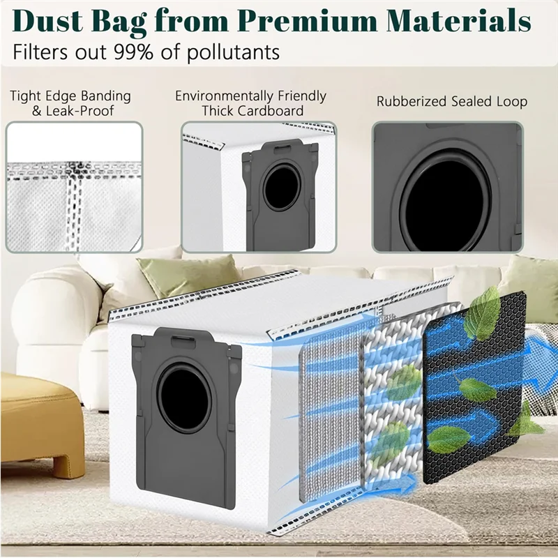 

A53Q-Accessory Set For Dreame Mova E30 Ultra Robot Vacuum Cleaner Suction Station, Vacuum Cleaner Bags + Washable Mop