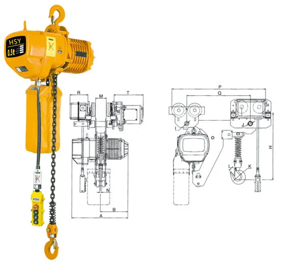 Industrial Besr Price 5000Kg 11000BL 5 Ton Hsy Electric Chain Lifting Hoist